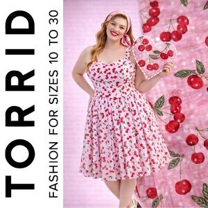 Torrid Retro Chic Cherry & Polkadot Sweetheart Crop Top & Skirt Set, 1X, NWT!